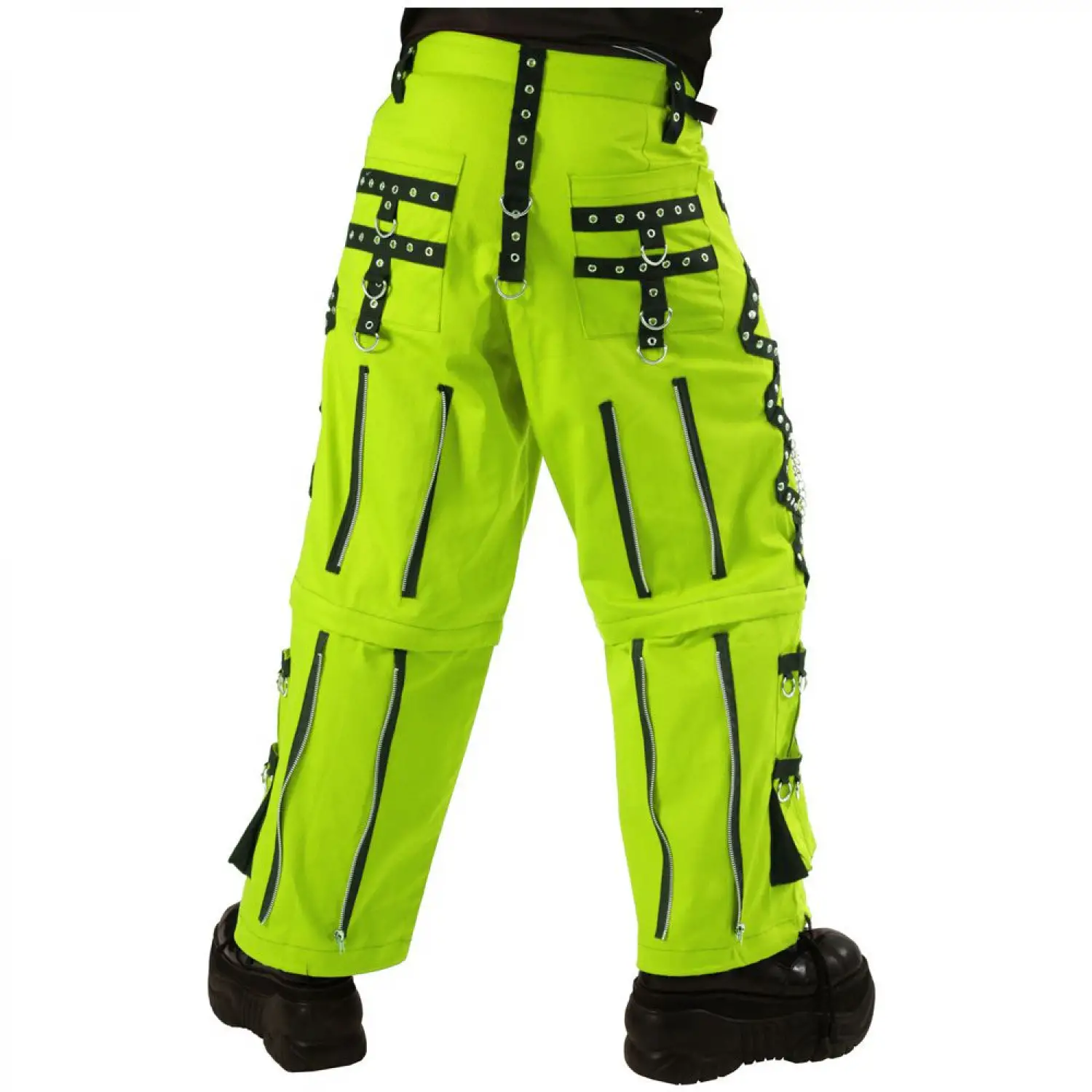 Neon Green Cyber Bondage Pants | Men's Rave Goth Trousers